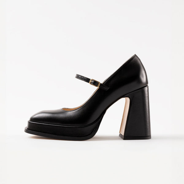 MALASANA - Black Leather Platform Pumps – Souliers Martinez