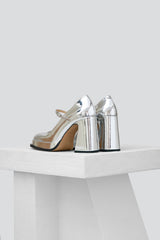CASILDA - Silver Mirror Leather Mary Jane Pumps