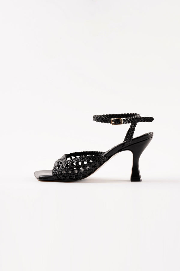 CATERINA - Black Woven Leather Sandals