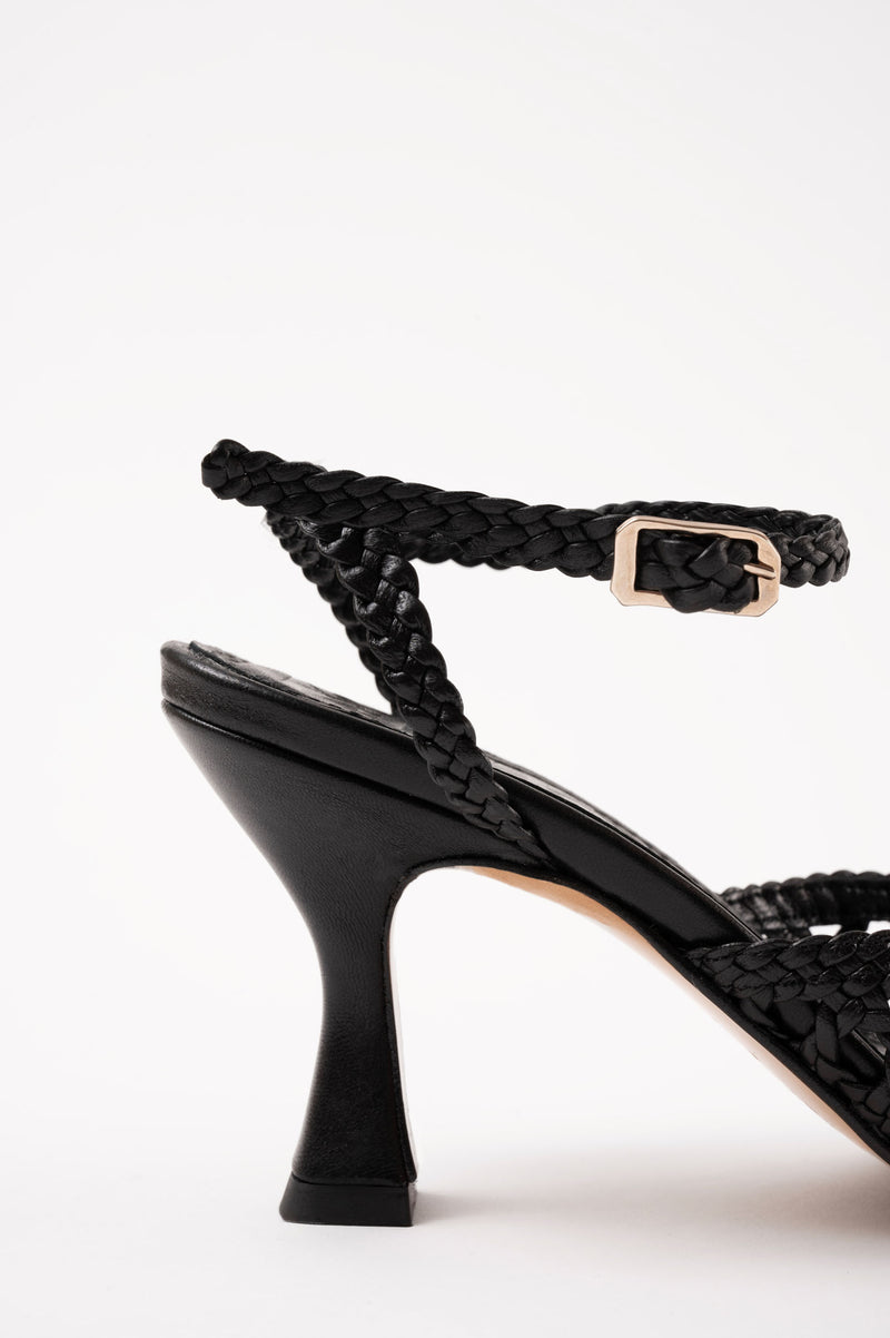 CATERINA - Black Woven Leather Sandals