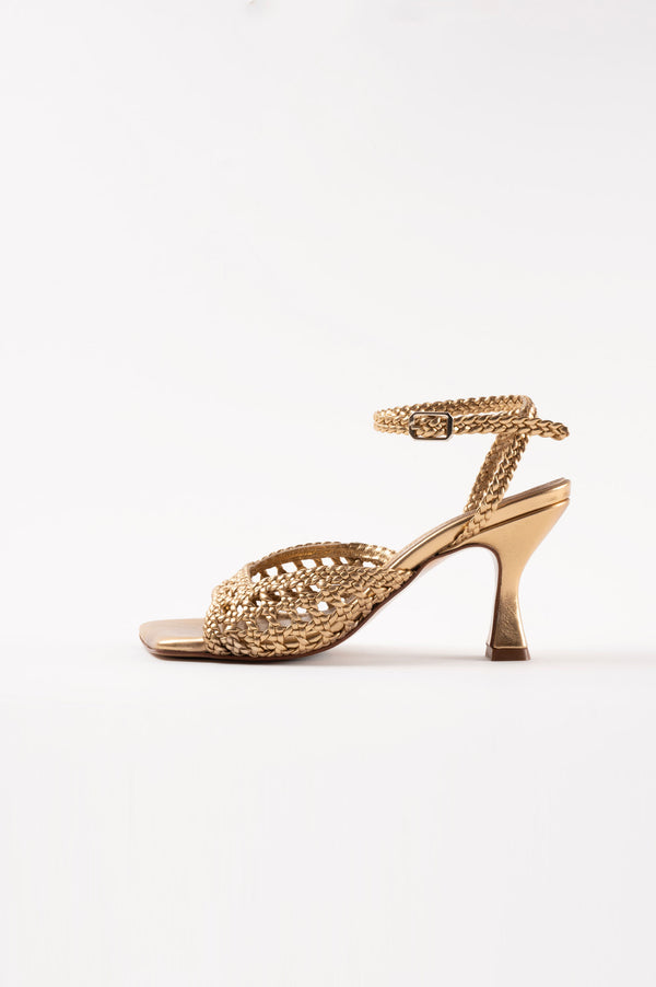CATERINA - Gold Woven Leather Sandals
