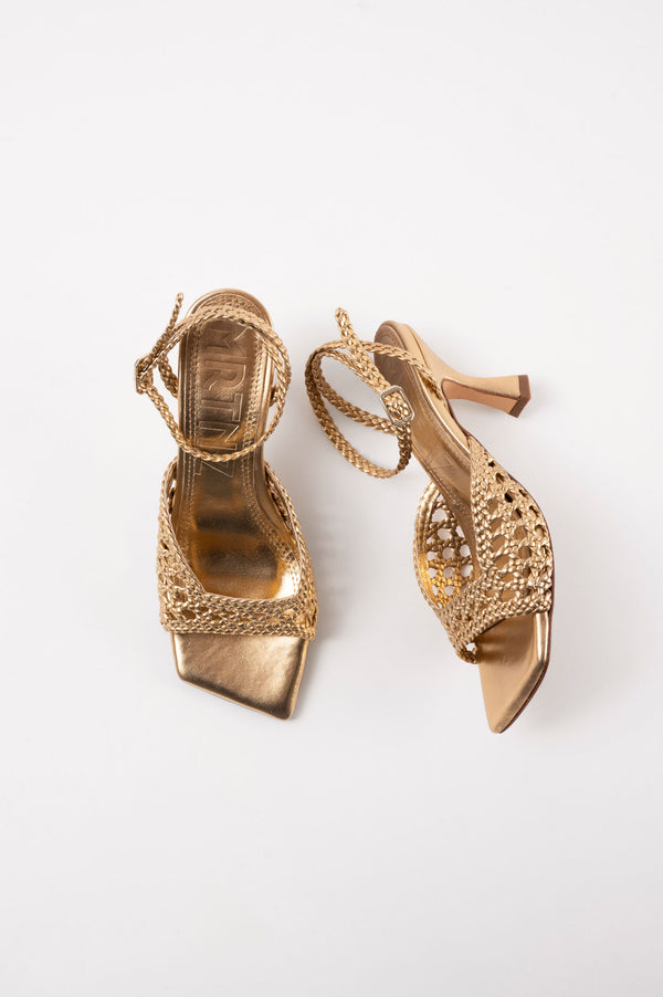CATERINA - Gold Woven Leather Sandals