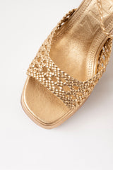 CHEYENNE - Gold Woven Leather Sandals