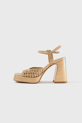 CHEYENNE - Gold Woven Leather Sandals