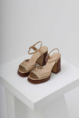 CHEYENNE - Gold Woven Leather Platform Sandals