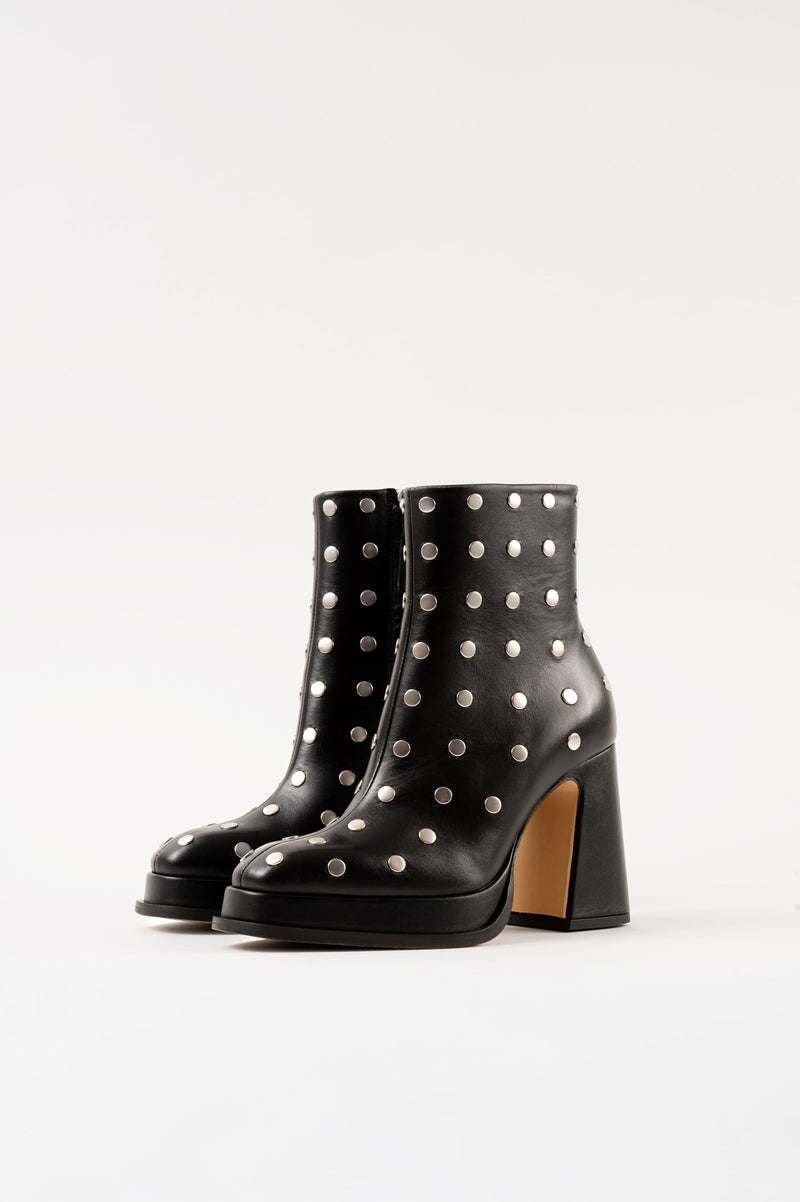 CHUECA - Black Leather With Studs Platform Boots