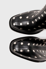 CHUECA - Black Leather With Studs Platform Boots