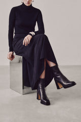 CHUECA - Black Leather Platform Boots