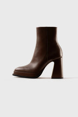CHUECA - Dark Brown Leather Platform Boots