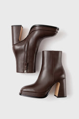 CHUECA - Dark Brown Leather Platform Boots