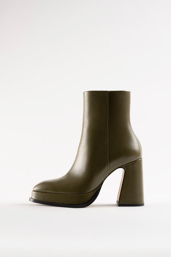 CHUECA - Dark Green Leather Platform Boots