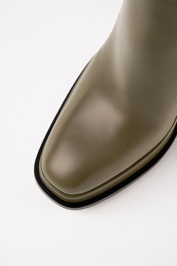 CHUECA - Dark Green Leather Platform Boots