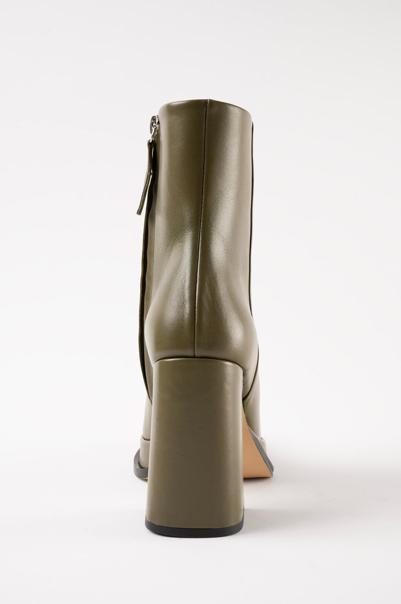 CHUECA - Dark Green Leather Platform Boots