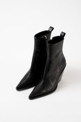 COLORADO - Black Woven Leather Ankle Boots