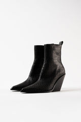 COLORADO - Black Woven Leather Ankle Boots