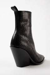 COLORADO - Black Woven Leather Ankle Boots
