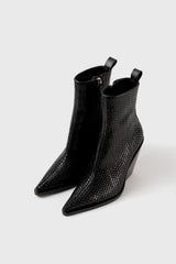 COLORADO - Black Woven Leather Ankle Boots