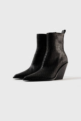 COLORADO - Black Woven Leather Ankle Boots