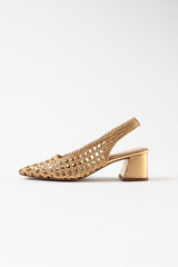 CUENCA - Gold Woven Leather Pumps