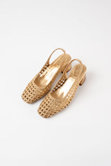 CUENCA - Gold Woven Leather Pumps