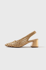 CUENCA - Gold Woven Leather Pumps