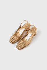 CUENCA - Gold Woven Leather Pumps