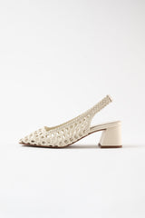 CUENCA - White Woven Leather Pumps
