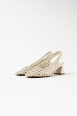 CUENCA - White Woven Leather Pumps