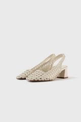 CUENCA - White Woven Leather Pumps