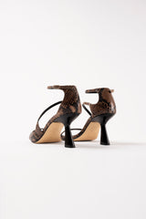 DAKOTA - Dark Brown Python Leather Sandals