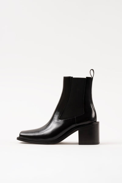 DALLAS - Black Polished Leather Ankle Boots
