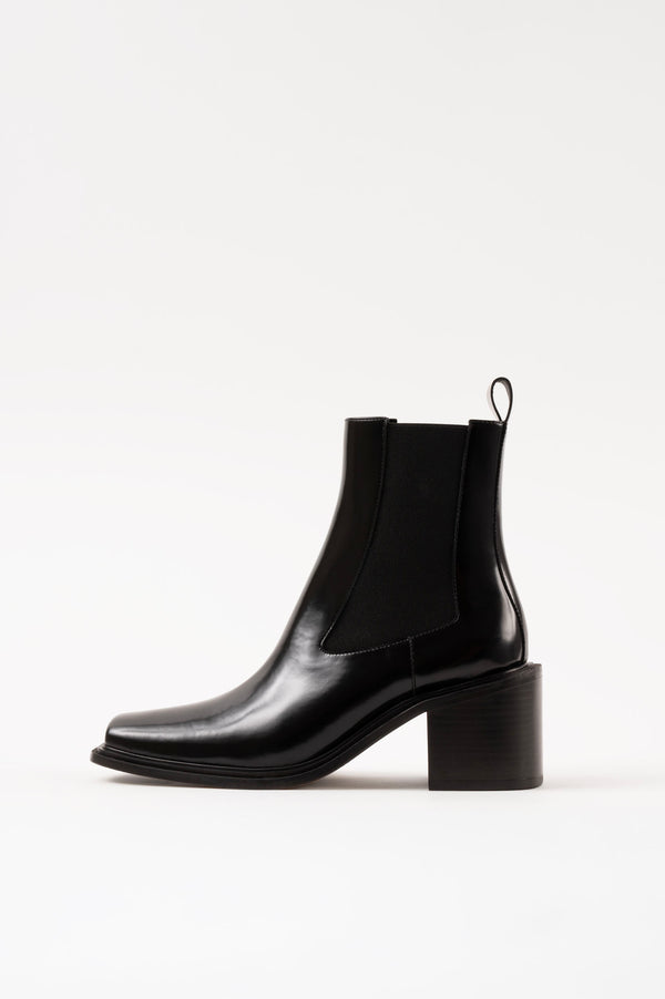 DALLAS - Black Polished Leather Ankle Boots