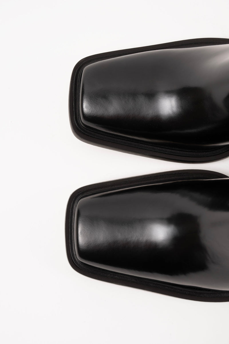DALLAS - Black Polished Leather Ankle Boots