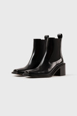 DALLAS - Black Leather Ankle Boots