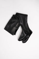 DORA - Black High Faux Stretch Leather Socks