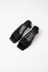 ERNESTINA - Black Woven Leather Sandals