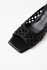 ERNESTINA - Black Woven Leather Sandals