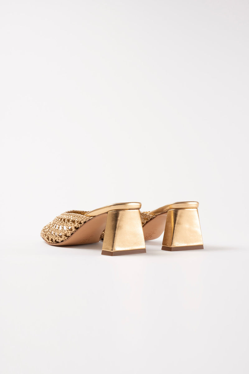 ERNESTINA - Gold Woven Leather Sandals