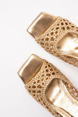 ERNESTINA - Gold Woven Leather Sandals