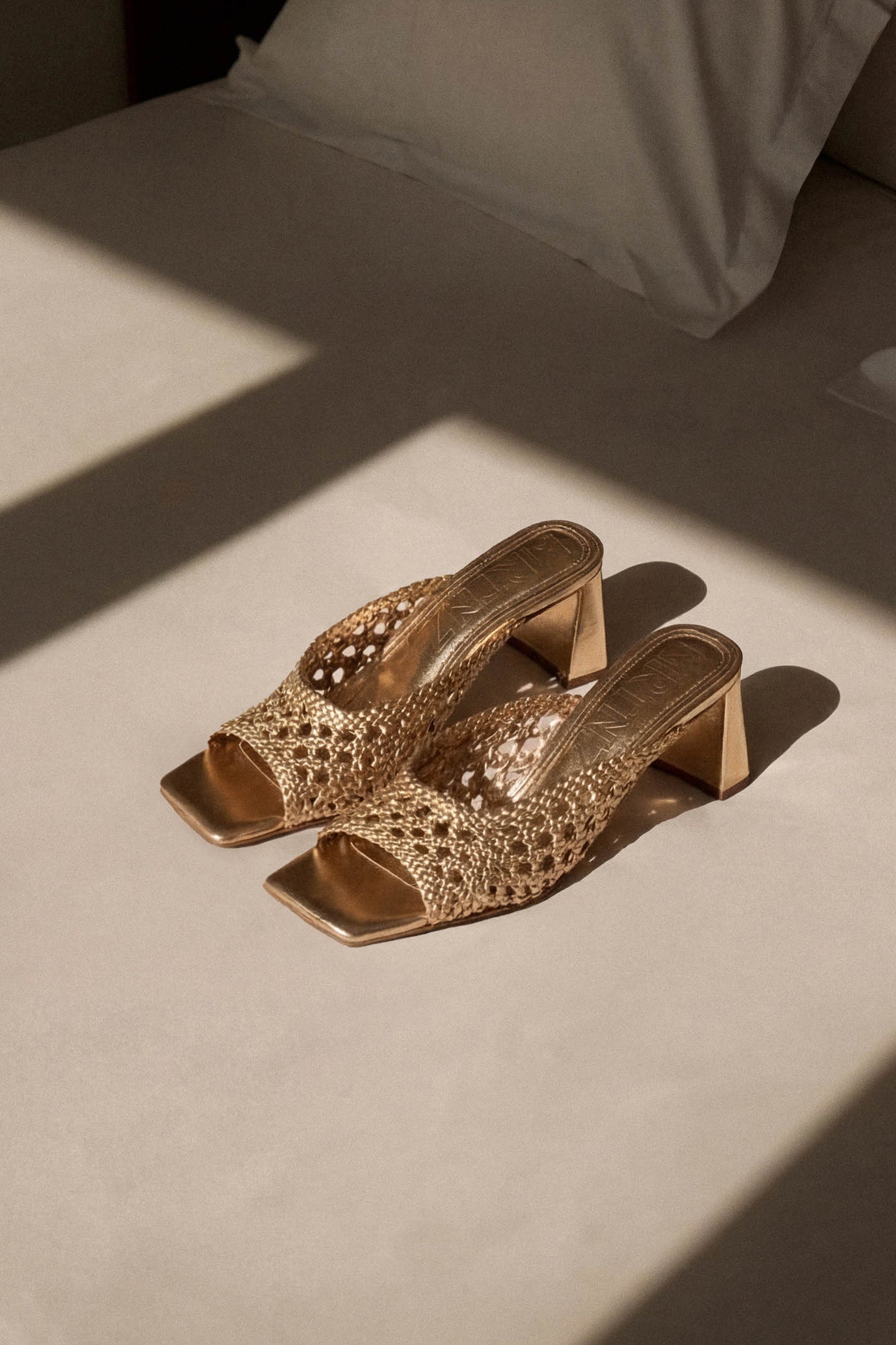 ERNESTINA - Gold Woven Leather Sandals – Souliers Martinez