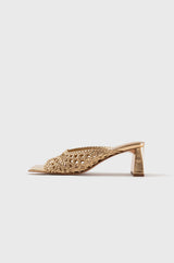 ERNESTINA - Gold Woven Leather Sandals