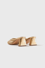 ERNESTINA - Gold Woven Leather Sandals
