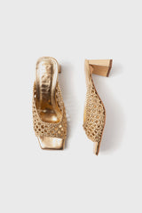 ERNESTINA - Gold Woven Leather Sandals