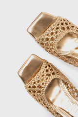 ERNESTINA - Gold Woven Leather Sandals