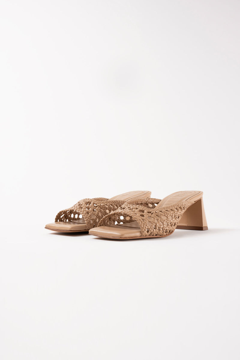 ERNESTINA - Light Brown Woven Leather Sandals
