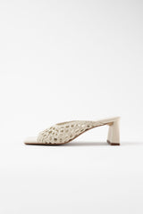 ERNESTINA - White Woven Leather Sandals