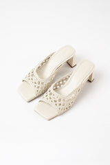 ERNESTINA - White Woven Leather Sandals