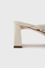 ERNESTINA - White Woven Leather Sandals