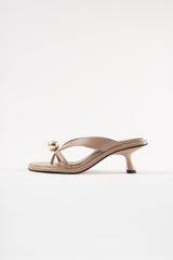 ESTELA - Light Brown Leather With Embellishment Sandals