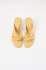 ESTELA - Light Yellow Leather With Embellishment Sandals